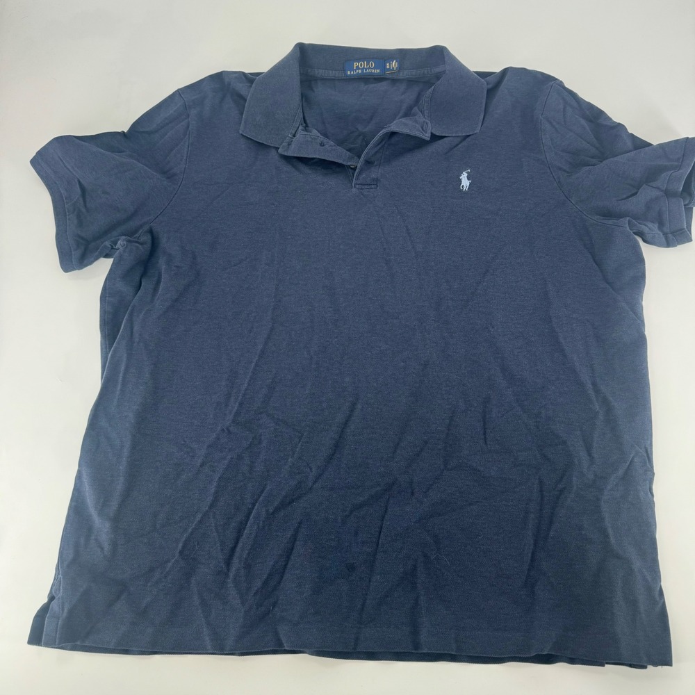 Polo Ralph Lauren Mens XL Navy Blue Short Sleeve Pony Logo Pique Polo Shirt